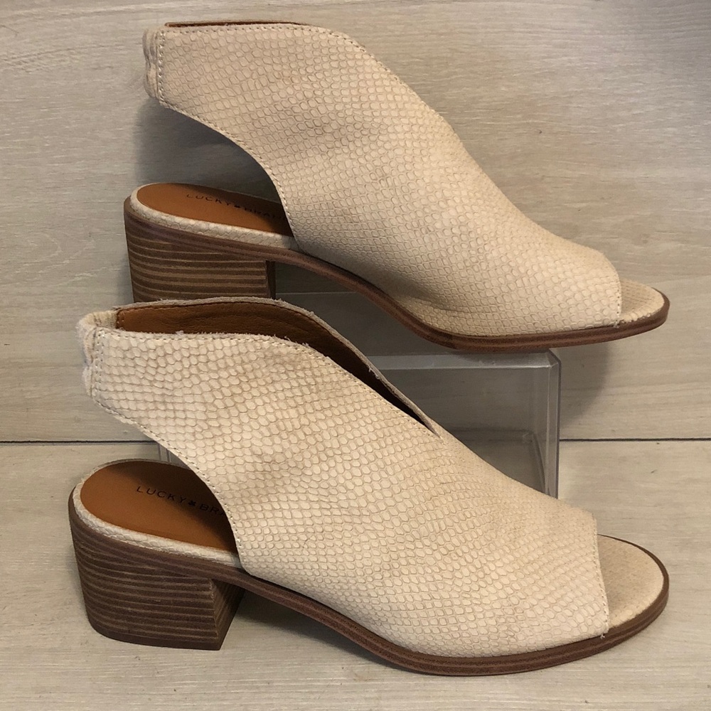 Lucky Brand Women's Terif Backstrap High Heel Sandal Heeled, Stucco Sz 11M